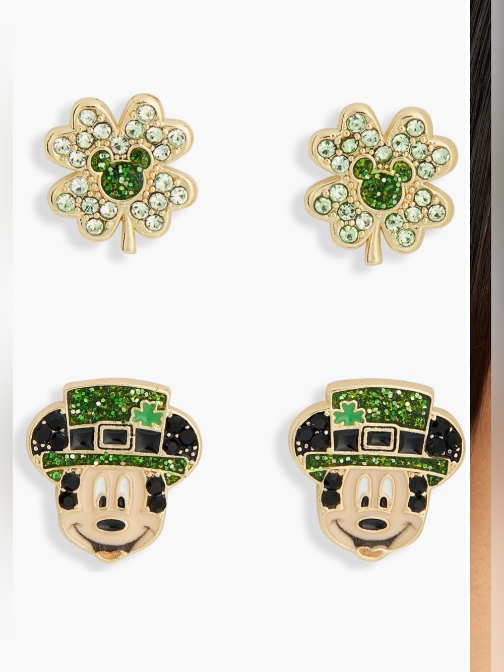 BAUBLEBAR X DISNEY St Patrick's Day Mickey Mouse Earrings Set of 2 NEW $44 MSRP